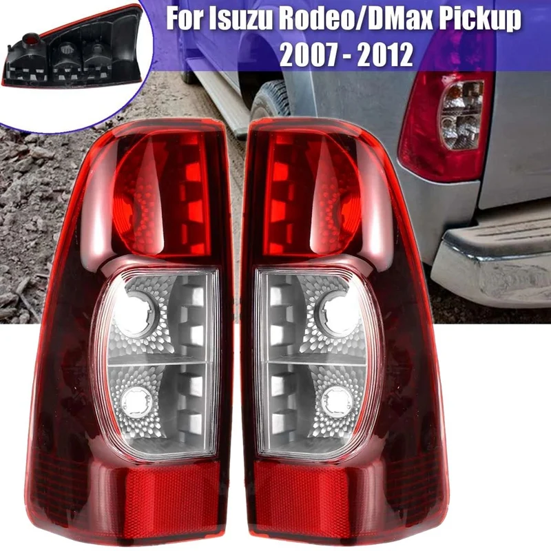 NEW-2Pcs Car Rear Taillight Brake Lamp Tail Lamp Without Bulb for Isuzu Rodeo DMax Pickup 2007 2008 2009 2010 2011 2012