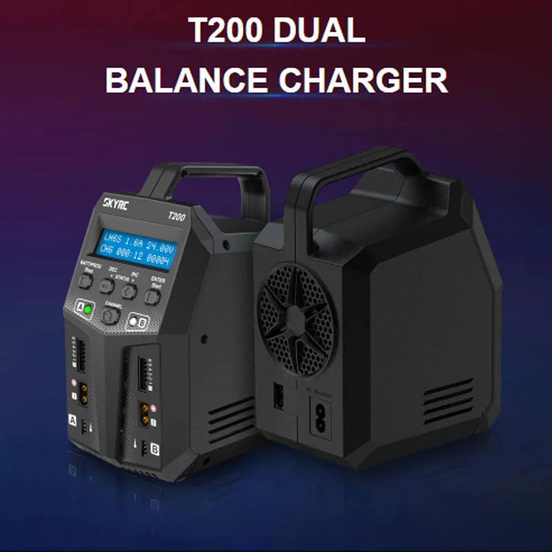 

SKYRC T200 2X100W 12A AC/DC DUAL Battery Balance Charger for 1-6S Lipo/LiHV/LiFe/LiIon Battery Parts Accessories