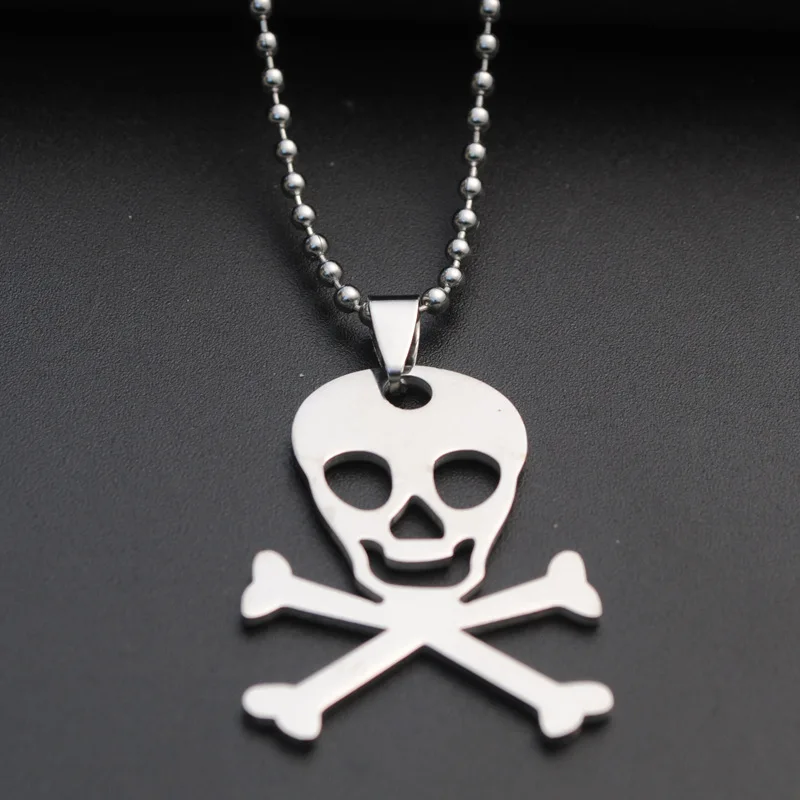 30pcs Stainless steel love heart skull horror pirate scary mask sign pendant necklace skeleton Women men gift necklace jewelry