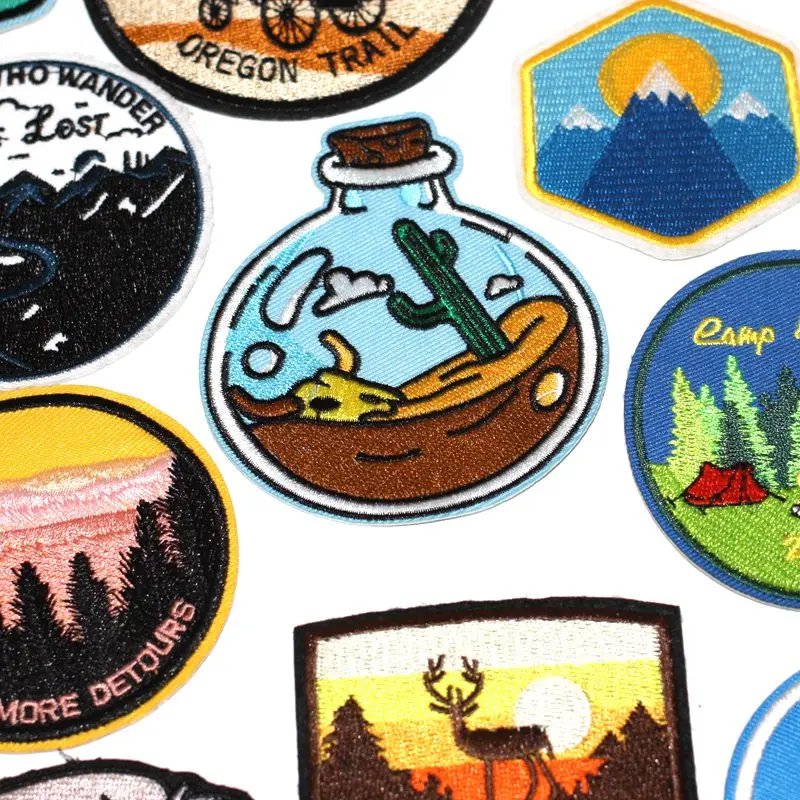 Нашивка с вышивкой для одежды путешествий на открытом воздухе леса пустыни горы |