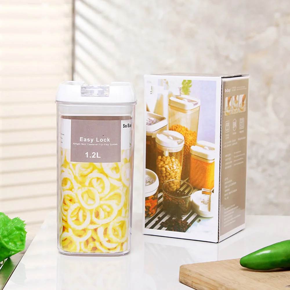 

1.2 л пластиковые герметичные банки, кухонная коробка для хранения, прозрачная пищевая канистра, сохраняющая свежесть, прозрачный контейнер ...