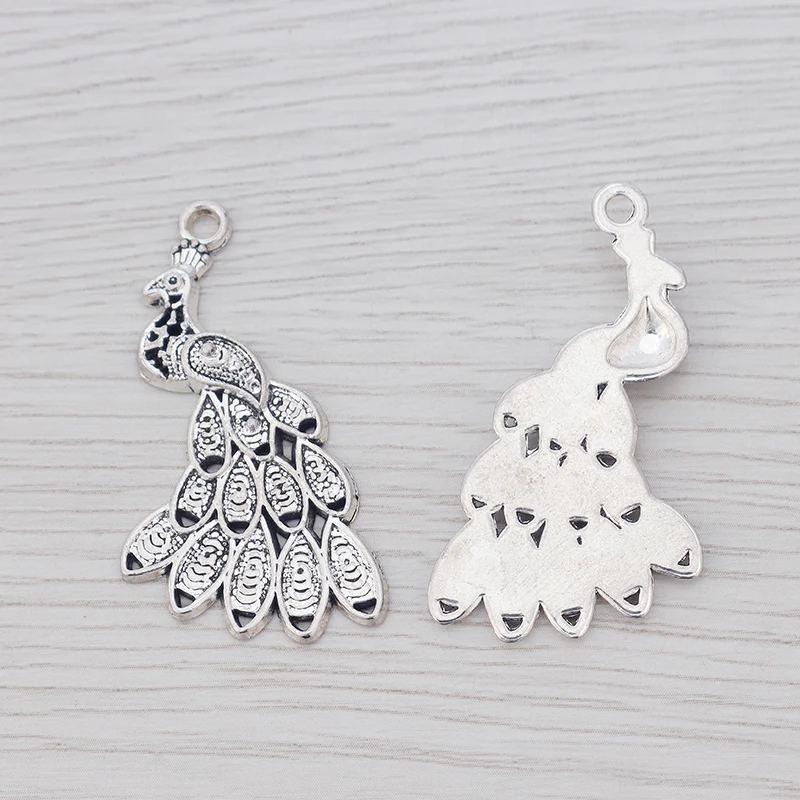 10 x тибетское серебро Птица Подвески в виде павлинов Кулоны из нержавеющей стали