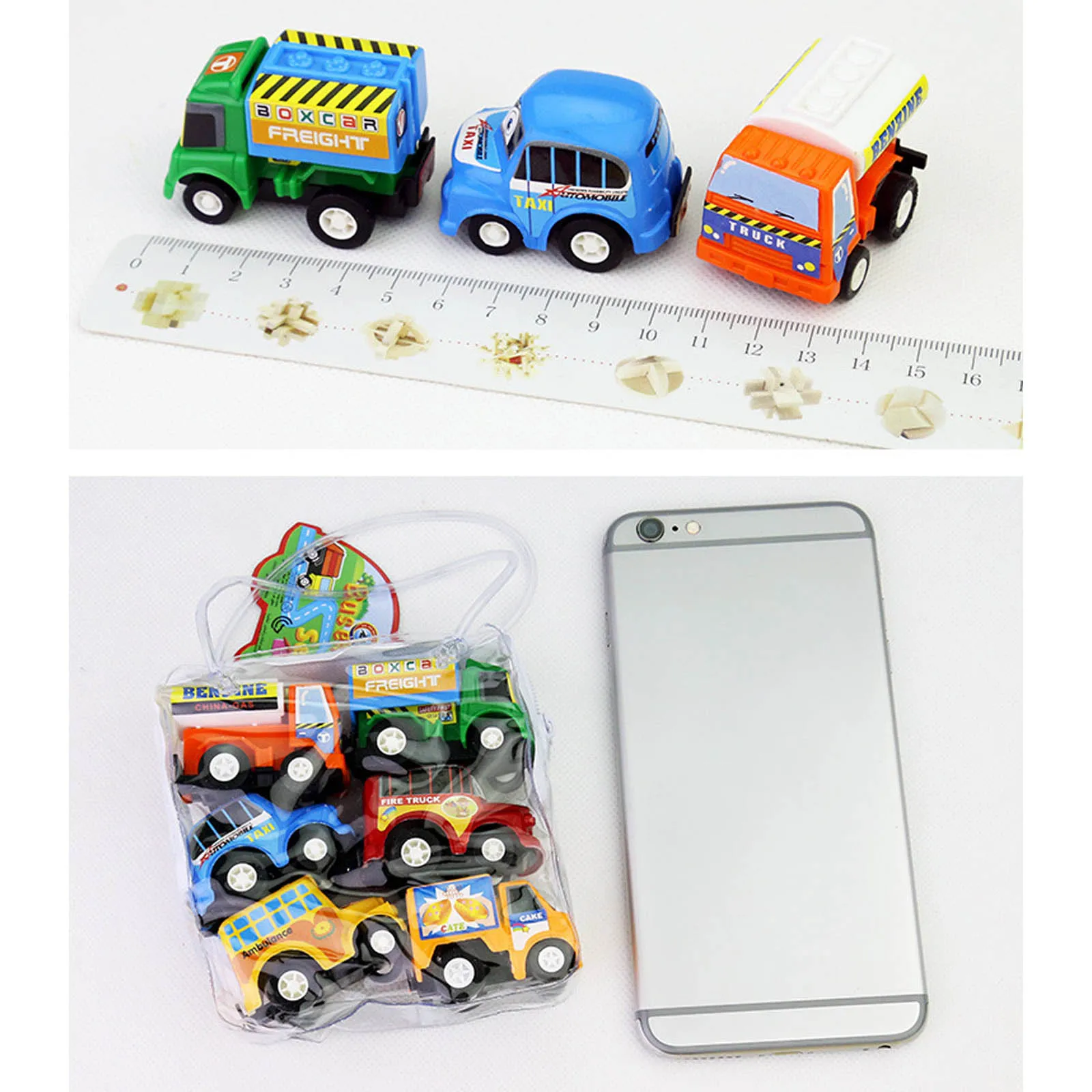 

6pcs Car Model Toy Pull Back Car Toys Mobile Vehicle Fire Truck Taxi Model Kid Mini Cars Boy Toys Gift Diecasts Toy For Children