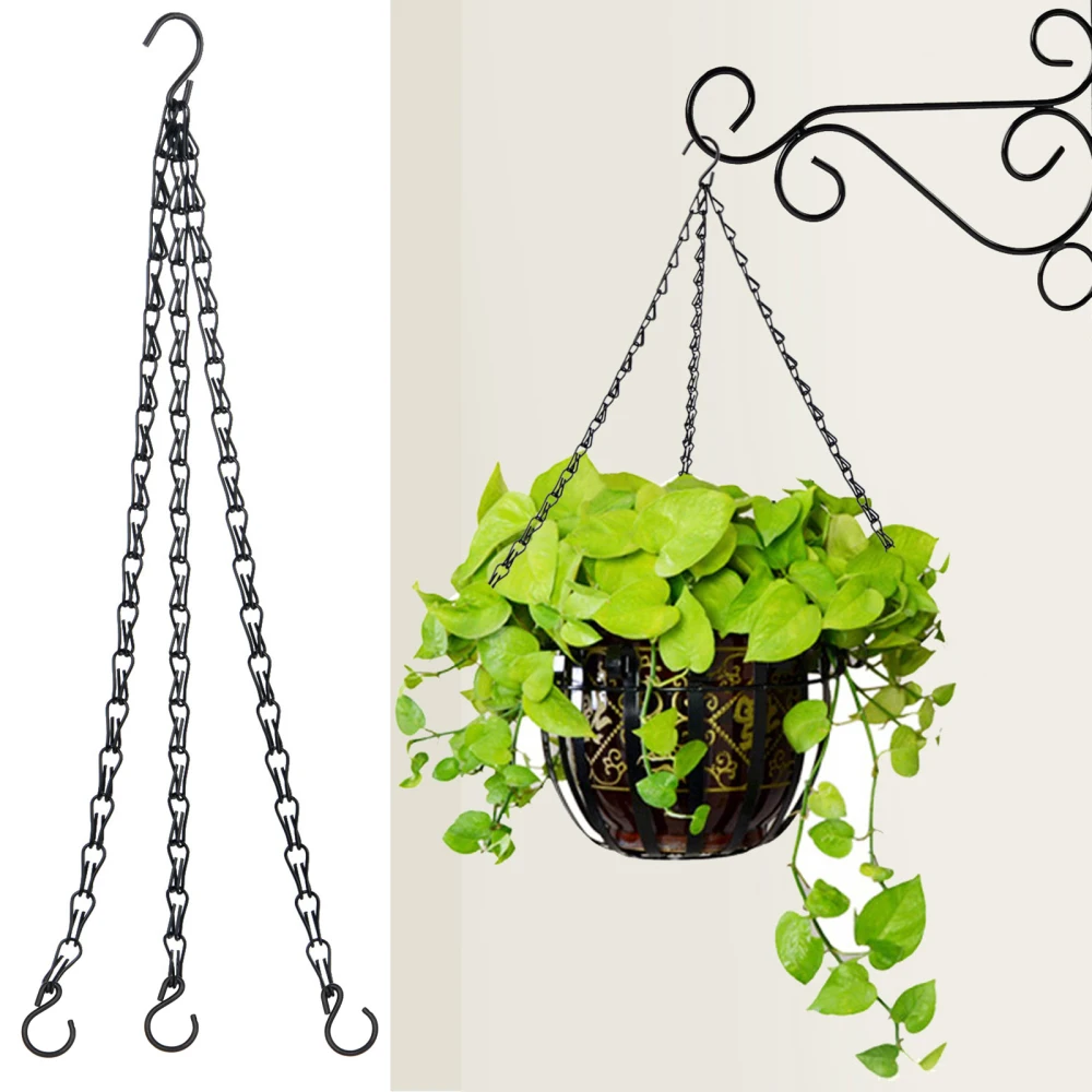 

Hanging Basket Chains Iron Black Durable Outdoor Flowerpot Plant Hook