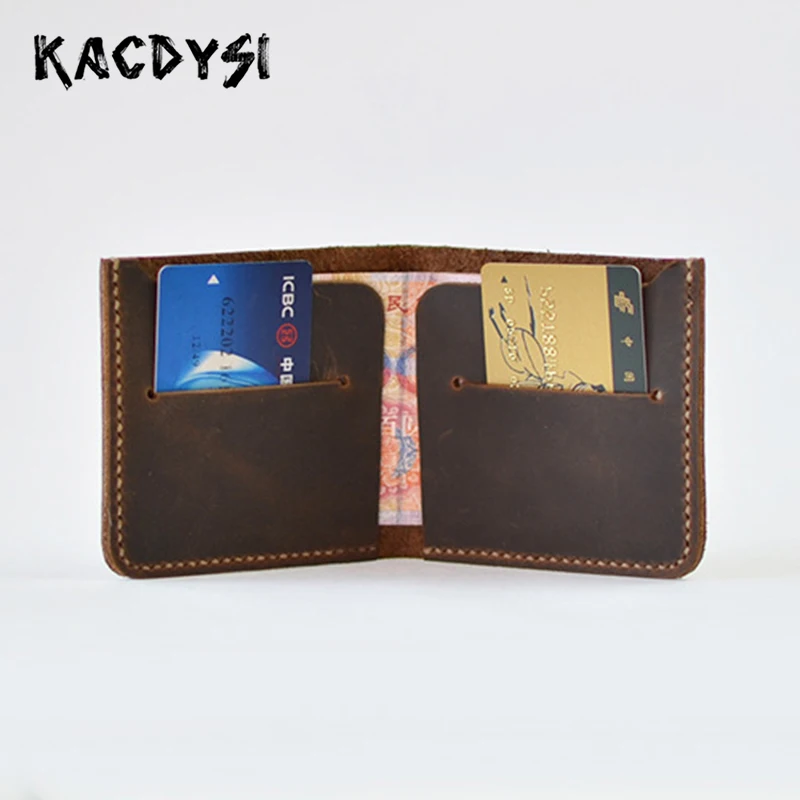 Кожаный мужской кошелек ручной работы винтажный короткий Простой повседневный