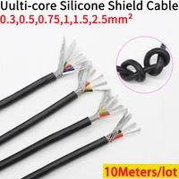 10m sq 0 3 0 5 0 75 1 1 5 2 2 5mm silicone rubber shielded cable 2 3 4 6 cores insulated flexible copper high temperature wire