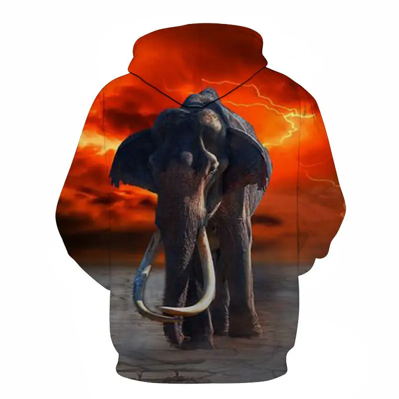 

Men's and women's same hoodie 3D printing animal elephant hooded baseball uniform hooded jacket jacket loose streetwear