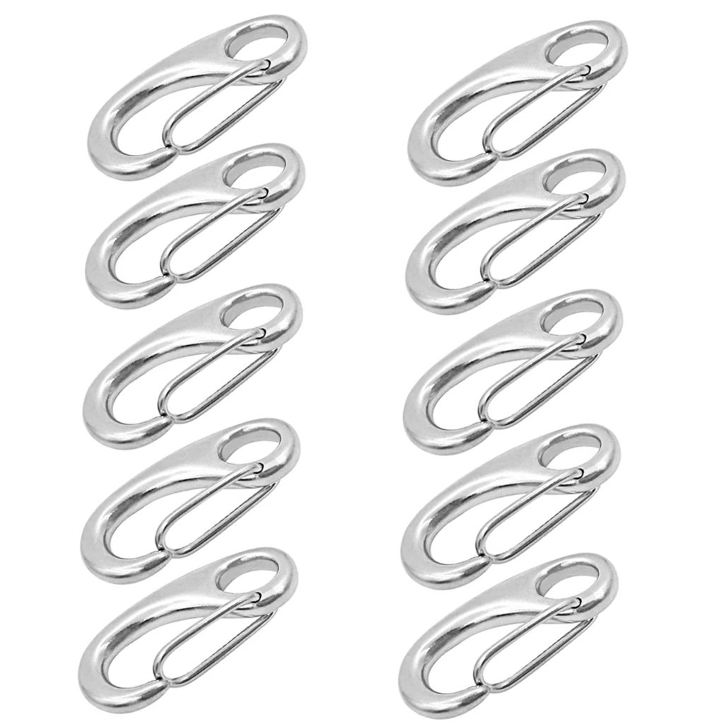 

10 Packs of Marine Grade Stainless Steel 316 Spring Snap Hook Clips Boat Hardware - 2 inch 50mm
