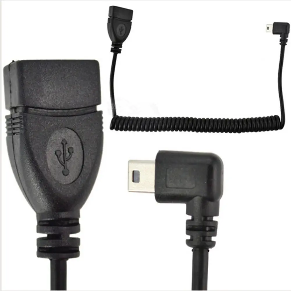 5 футов USB 2 0 A женский мини usb контактный мужской левый угол 90 градусов спиральный