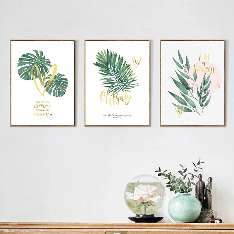 YUMEART Тропическое растение листья Золотое сердце холст искусство принты и плакаты