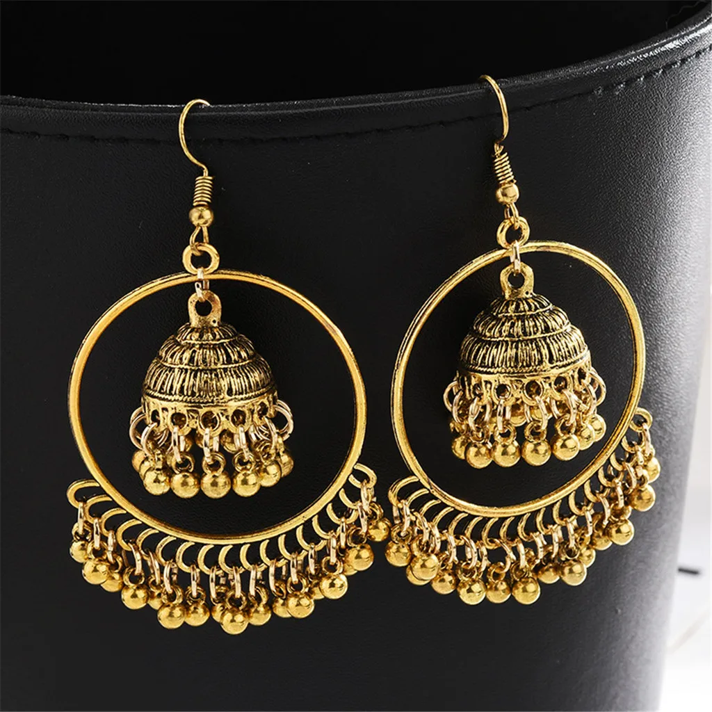 Винтажные этнические антикварные висячие серьги женские золотые кисточки