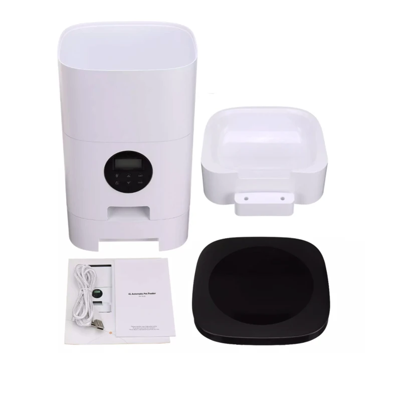 

4L Cat Pet Feeders White Color with Transparent Voice Dog Smart Pet Bowls Pet Food Device Pets Feeders