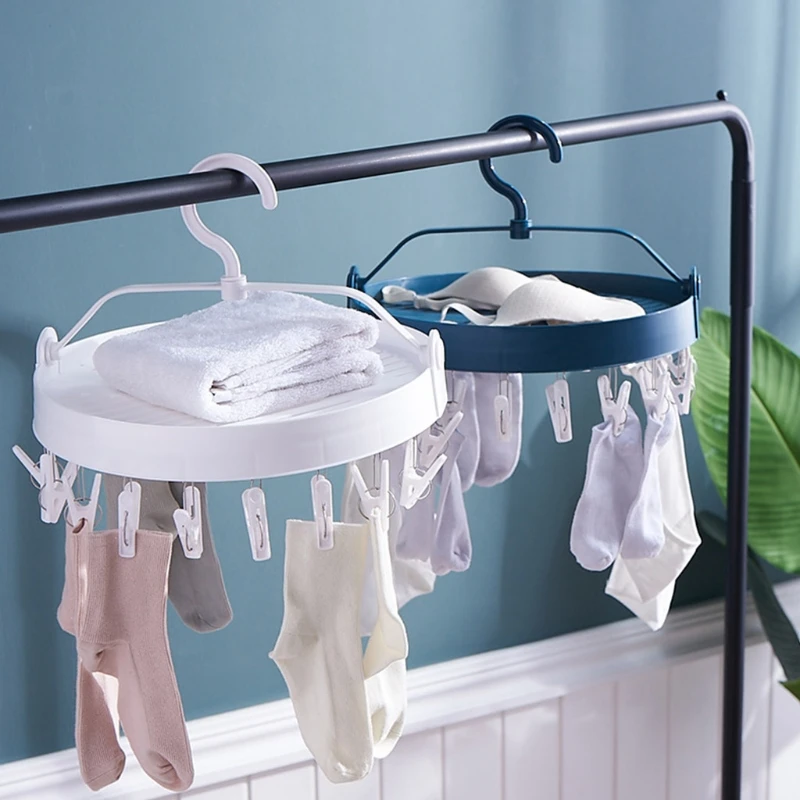

Foldable Clip Hangers with 18 Drying Clips Underwear Hanger with Clips for Sock