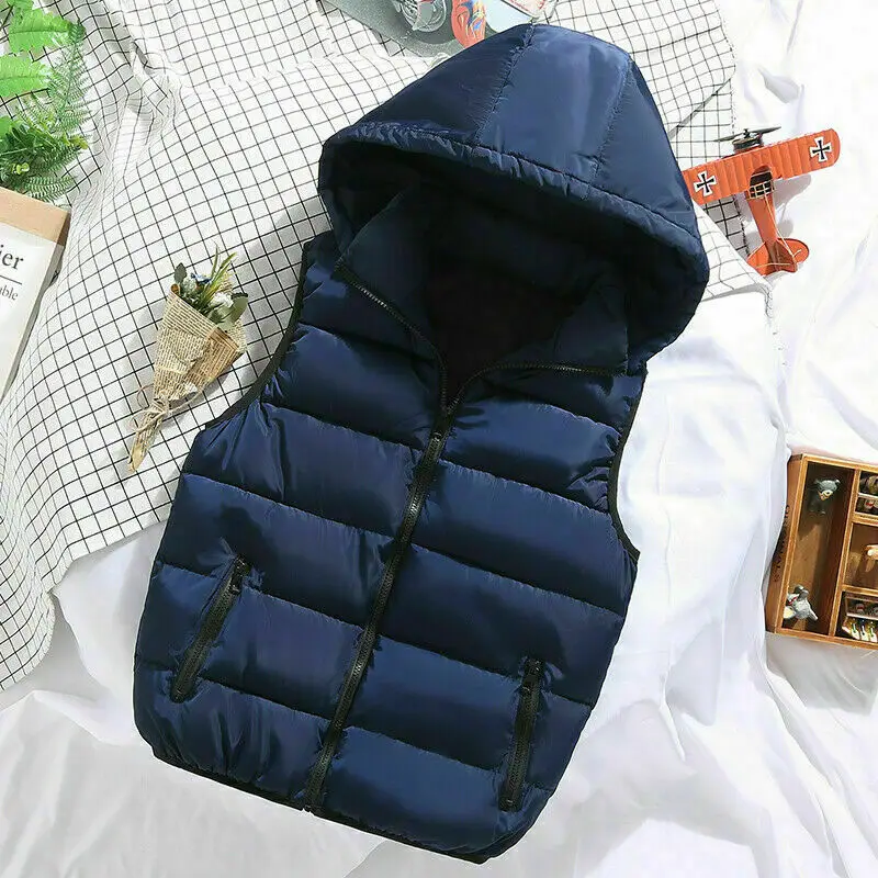 Мужской стеганый жилет с капюшоном безрукавка стеганая куртка пуховик без