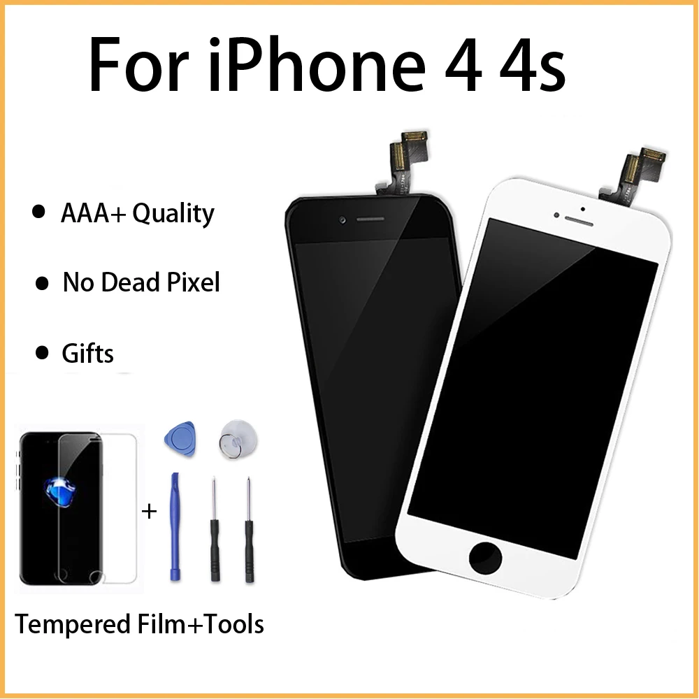 FVBH белый и черный AAAAA lcd Замена для iPhone 4G 4S ЖК дисплей 3D сенсорный экран дигитайзер