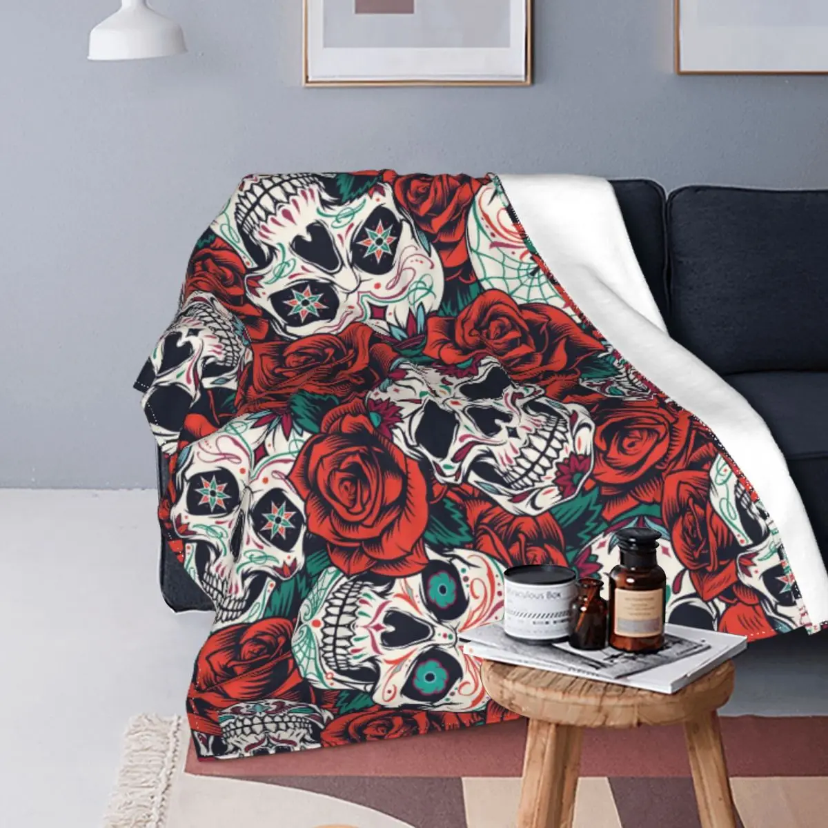 

Винтажные Цветочные Mantas de calavera, mantas de franela Vintage, transpirables, для украшения дома