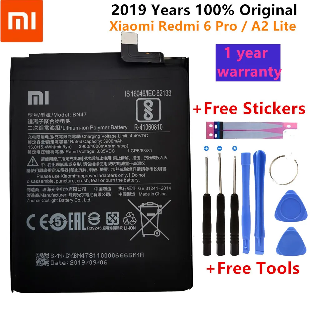 Аккумулятор Xiao mi BN47 4000 мАч для Xiao mi Red mi 6 Pro/mi A2 Lite, высококачественные Сменные Аккумуляторы для телефонов+ Бесплатные инструменты