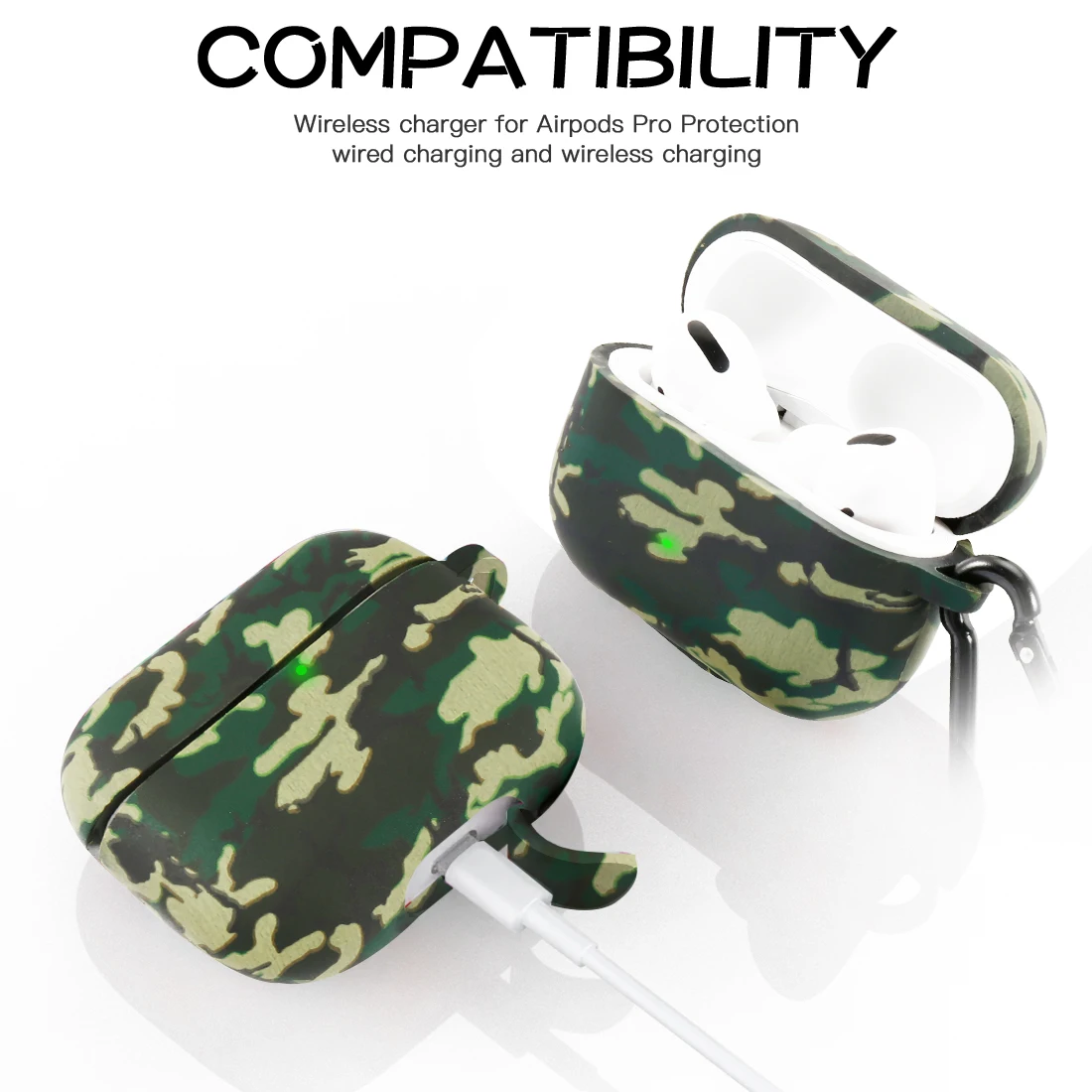 Для AirPods Pro Чехол 2019 мягкий силиконовый цветной с масляным принтом Камуфляжный