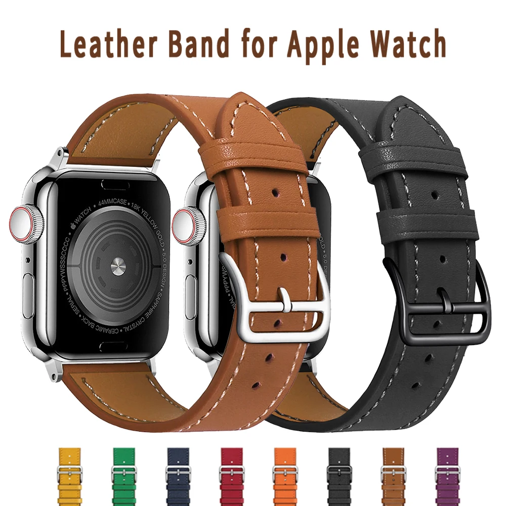 Real Leather Single Tour for iWatch band 38mm 42mm Business Sports loop on Apple smart watch se Strap 40mm 45 44mm Series 76543