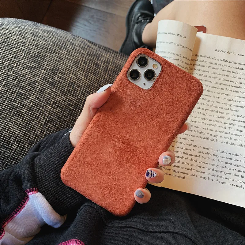 Style2 Orange Модный зимний теплый пушистый чехол для телефона s для iphone 11 Pro Max, мягкий чехол для iphone 6 6S 7 8 Plus X XR XS MAX, тканевый плюшевый чехол - Цвет: Style2 Orange