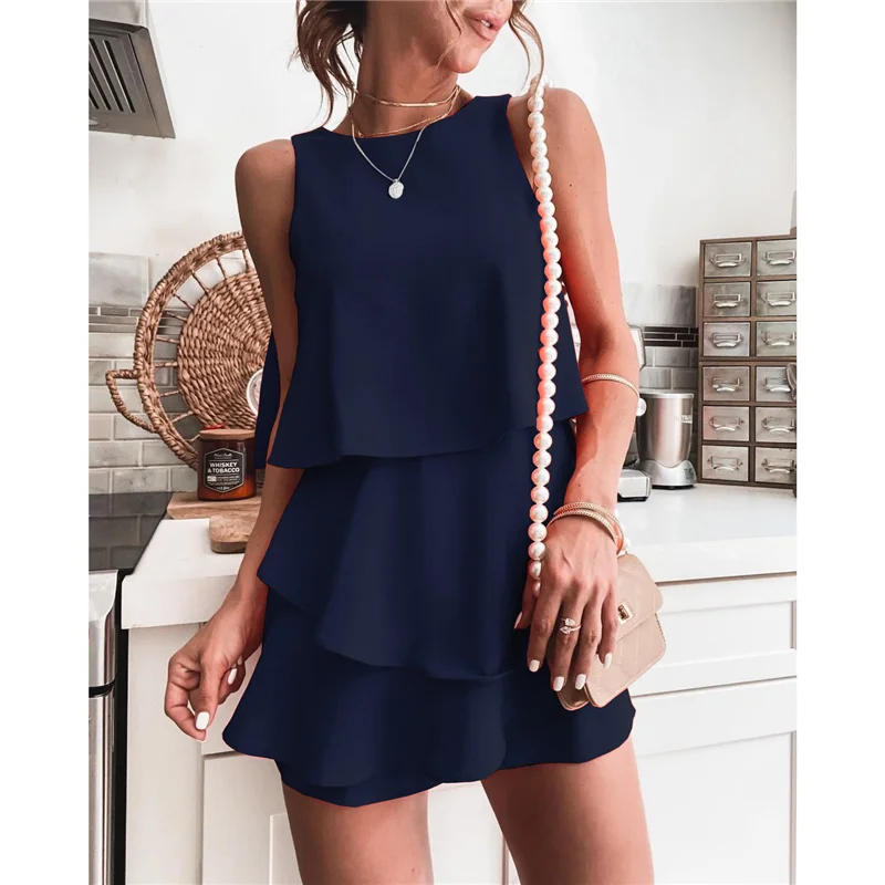 

Spring and Summer New Leisure Layered Jumpsuit Ins Home Irregular Jumpsuit