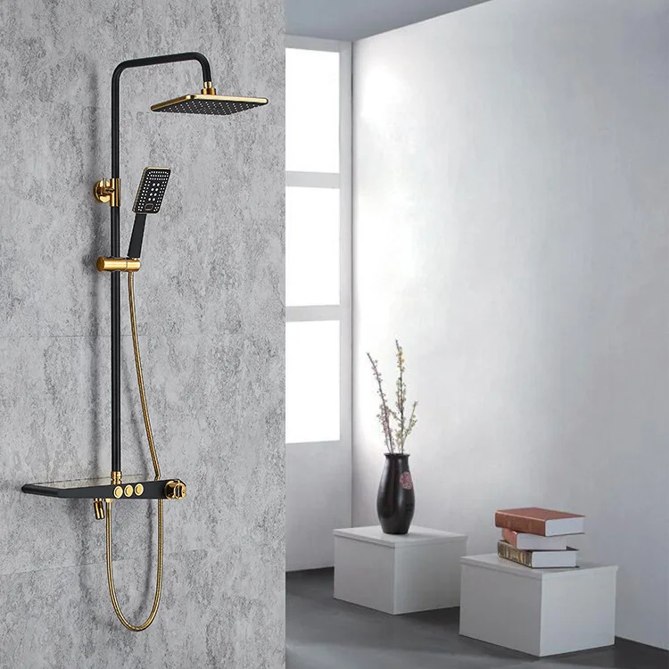 Термостатический черный набор для душа роскошный смеситель ванны и с дождевой