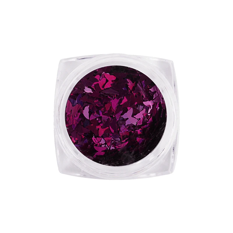 Purple Red 1 коробка блестящая лазерная бабочка Блестки для ногтей акриловые блестки голографическая сверкающая блестка для ногтей листы Советы Украшение для ногтей - Цвет: Purple Red