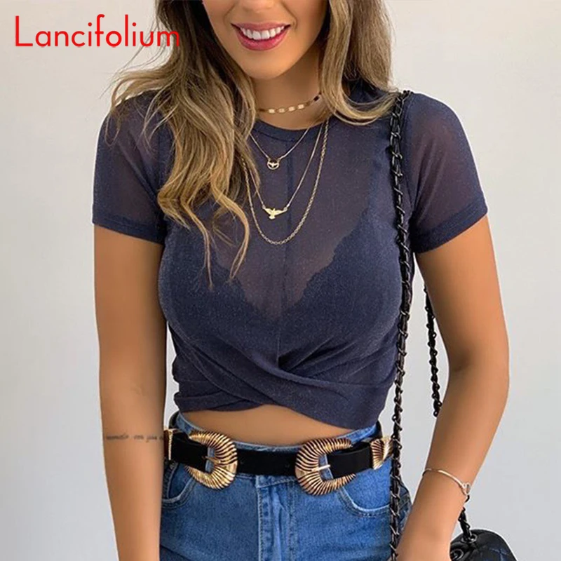 

Укороченный Топ женский, летний, с блестками, с завязками спереди, 2020 укороченная майка