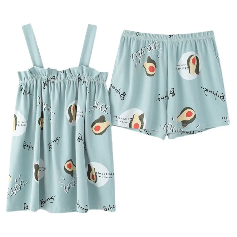 

Seeslim Pijamas Women Sleeveless Casual Pajama Set Cartoon Spaghetti Strap Pajamas For Women Summer Sleepwear 2021 Pyjama Femme