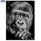 Черно-белая Алмазная 5D Вышивка Gorilla 5D сделай сам, полноразмернаякруглая вышивка, алмазная живопись сделай сам, мозаика обезьяны, вышивка, домашний декор