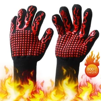 protective gear grilling gloves food grade kitchen barbecue oven glove heat resistant silicone cook bbq mitt baking gloves 2pcs