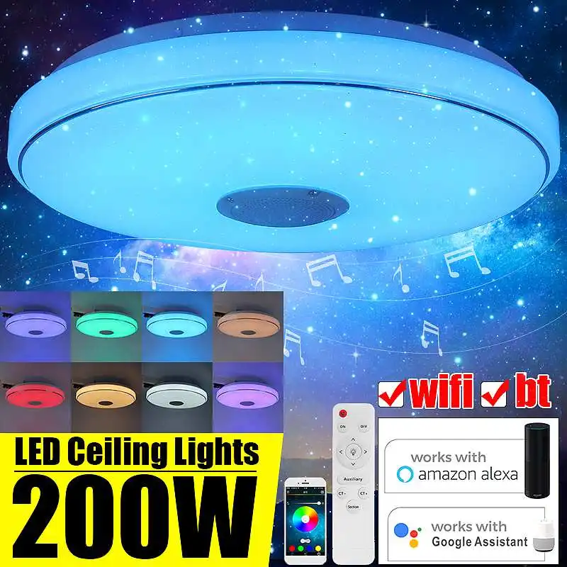 

200 Вт WiFi современный RGB светодиодный потолочный светильник, Домашний Светильник ing APP bluetooth музыкальный светильник для спальни, умный потолоч...