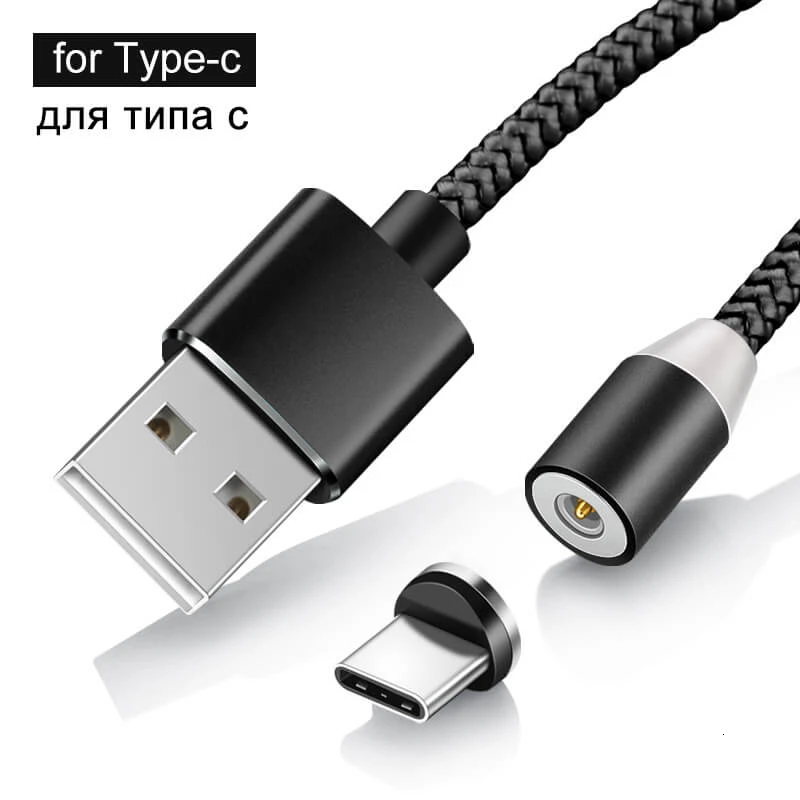 Black for Type C Elough Магнитный зарядный Micro USB кабель зарядное устройство для iPhone Xiaomi Мобильный телефон Магнит USB зарядное устройство Тип C кабель Шнур El360 - Цвет: Black for Type C