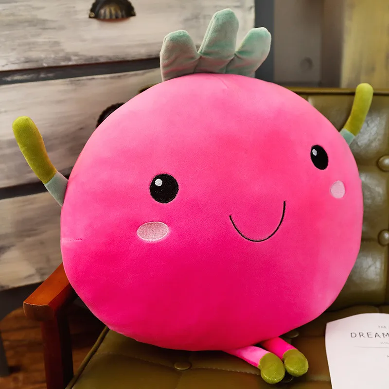 Garden radish 1 шт. мультфильм улыбка фрукты подушки в виде овощей мультфильм морковь брокколи помидор теплая подушка с отверстиями для рук мягкие игрушки для детей подарок - Цвет: Garden radish