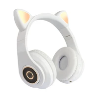earphone bluetooth compatible wireless cat ear headphones with led light foldable volume control fone de ouvido for mobile phone