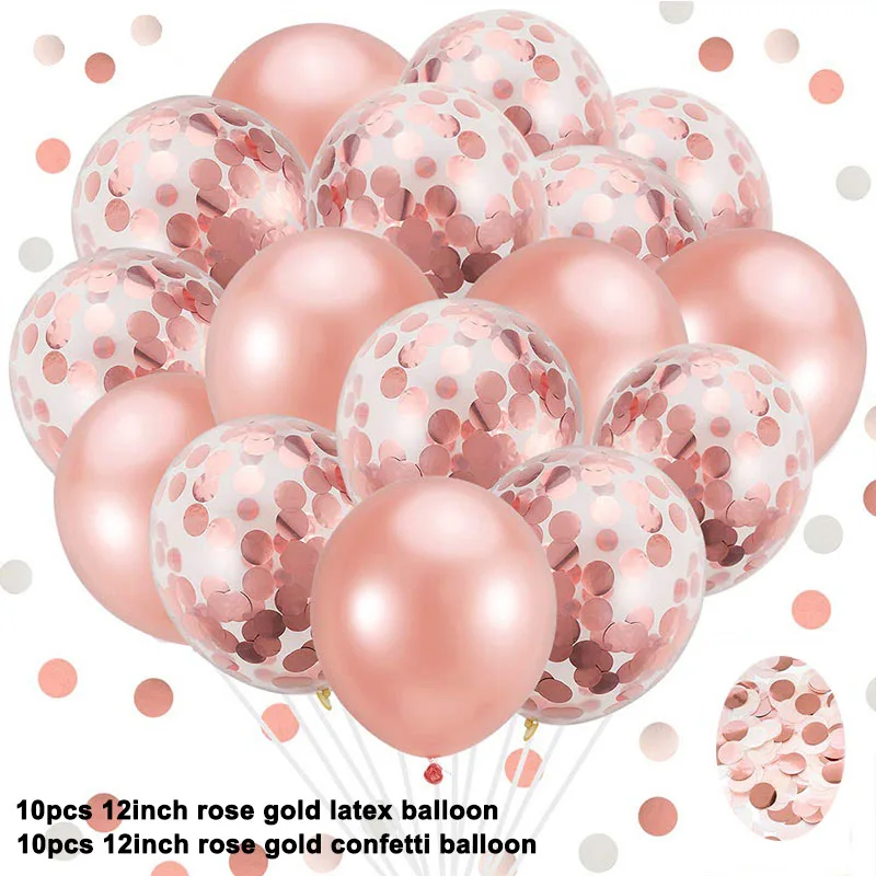 20pcs rose gold 20 шт воздушный шар "Конфетти" первый день рождения мой 1-й 1 один год вечерние украшения дети мальчик девочка взрослый гирлянда баннер поставки - Цвет: 20pcs rose gold