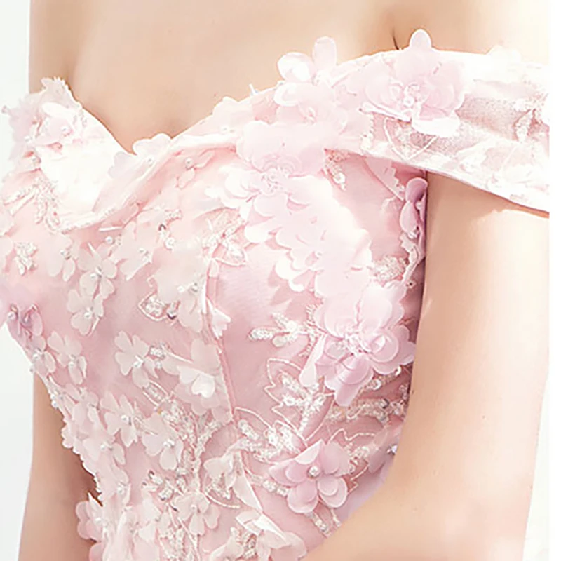 

Evening Dress Illusion Boat Neck Appliques Embroidery Beading Pearls Sequined Lace Tulle Off The Shoulder Lady Formal Gown TS547