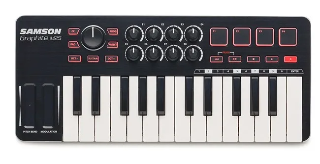 100% Оригинальный Samson GRAPHITE M25 портативный 25-клавишный USB MIDI-контроллер с