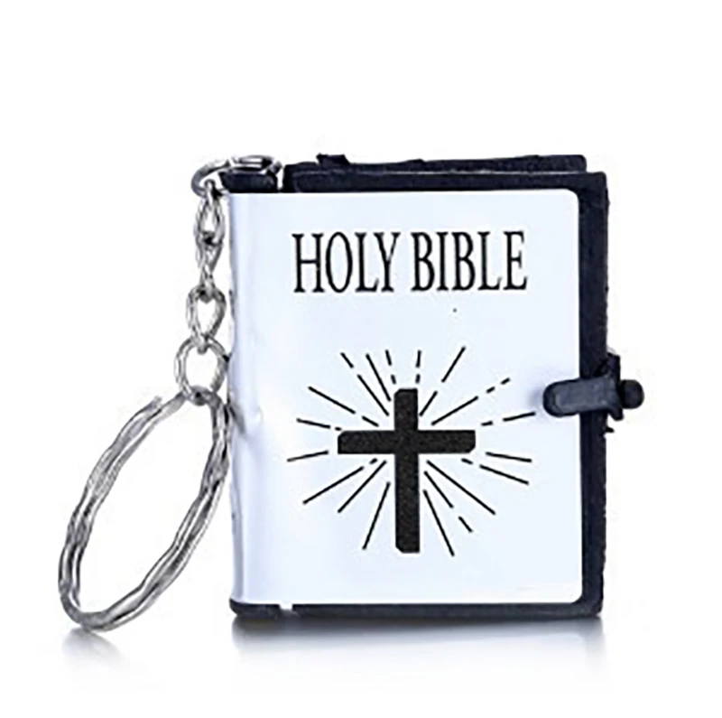 

1Pc Cute Mini English HOLY BIBLE Keychains Religious Christian Cross Keyrings Women Bag Gift Souvenirs