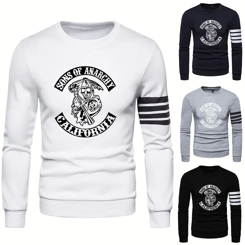 

Мужской пуловер SOA Sons of анархий принт черепа Весна-Осень Повседневная хлопковая толстовка высокого качества Мужская толстовка