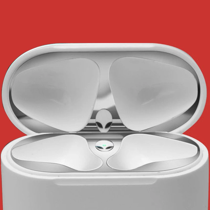 Silver 4 Для Apple AirPods 2 металлическая Пылезащитная Защитная Наклейка защитная крышка для наушников для Airpods 2 Пылезащитная наклейка для AirPods 1 - Цвет: Silver 4