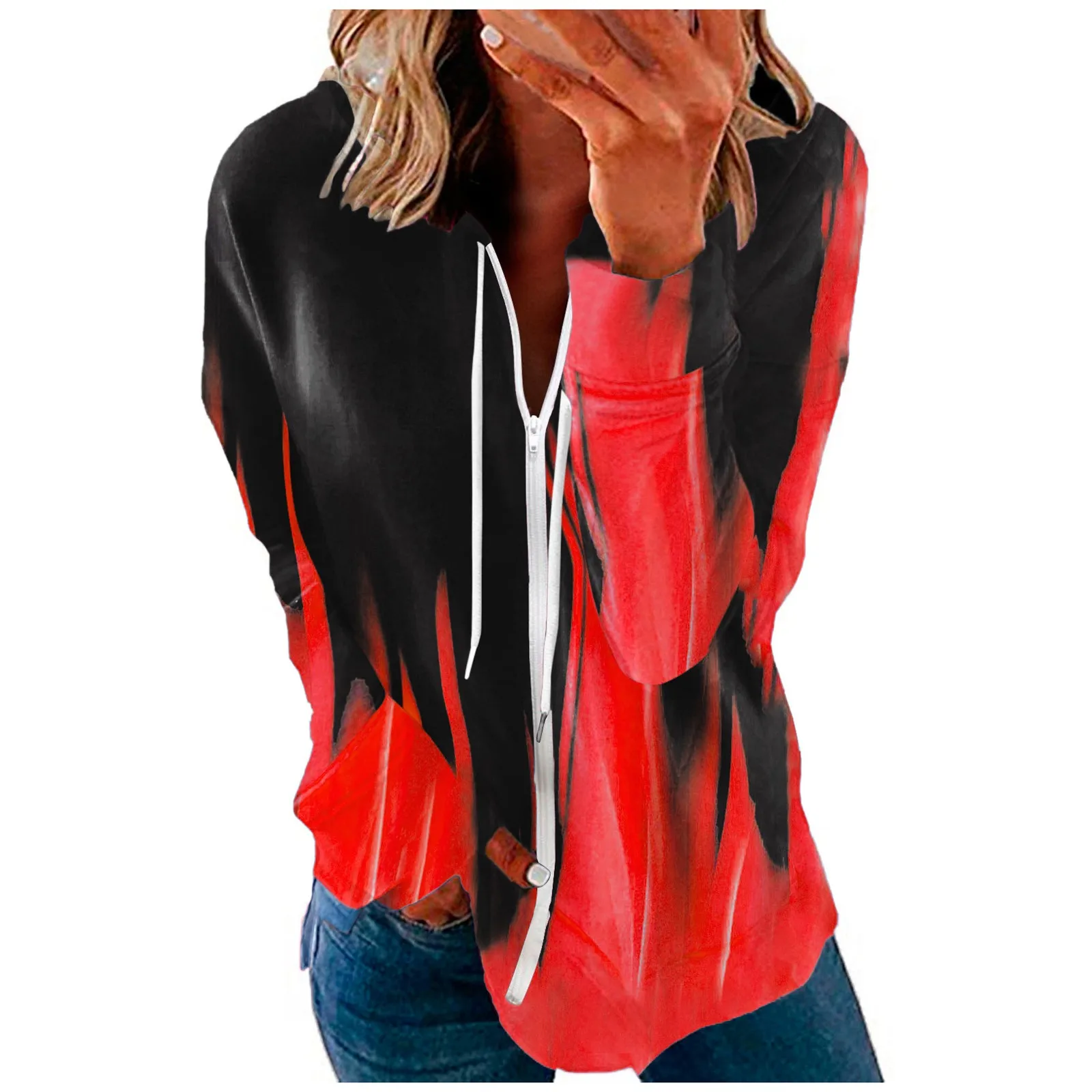 Толстовка Женская с принтом модный топ зимняя Свободная Оверсайз вышивкой на