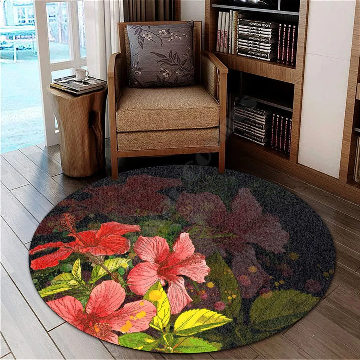 

Hawail Hibiscus Tree Round Carpet 3D Printed Rug Non-slip Mat Dining Room Living Room Soft Bedroom Carpet
