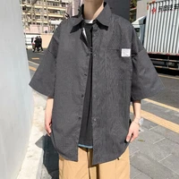 striped shirt retro loose ruffian handsome shirt korean version of the trend of new casual hong kong style japanese clothes