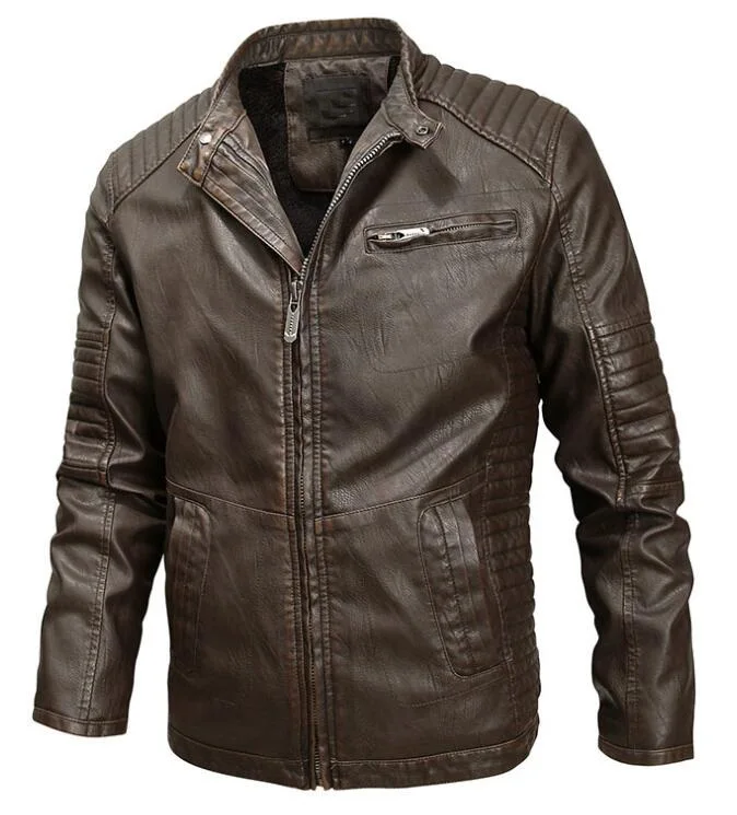 Кожаная куртка с лацканами Мужская мотоциклетная кожаная Do The Old ретро моющаяся