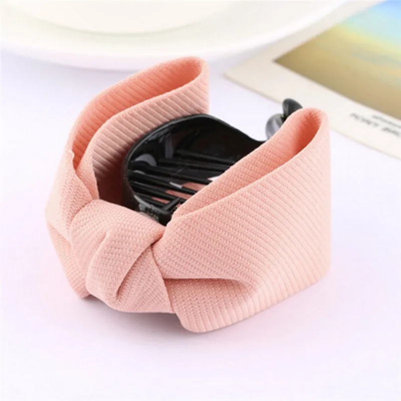 

Korean Sweet Fabric Bow Hair Claw Elegant Women Solid Cloth Ties Banana Hair Crab Clips Ponytail Hold Girl Hair Accessories