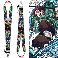 anime demon slayer kimetsu no yaiba lanyards neck strap phone keys id card holder for keys diy hanging rope cosplay accessories