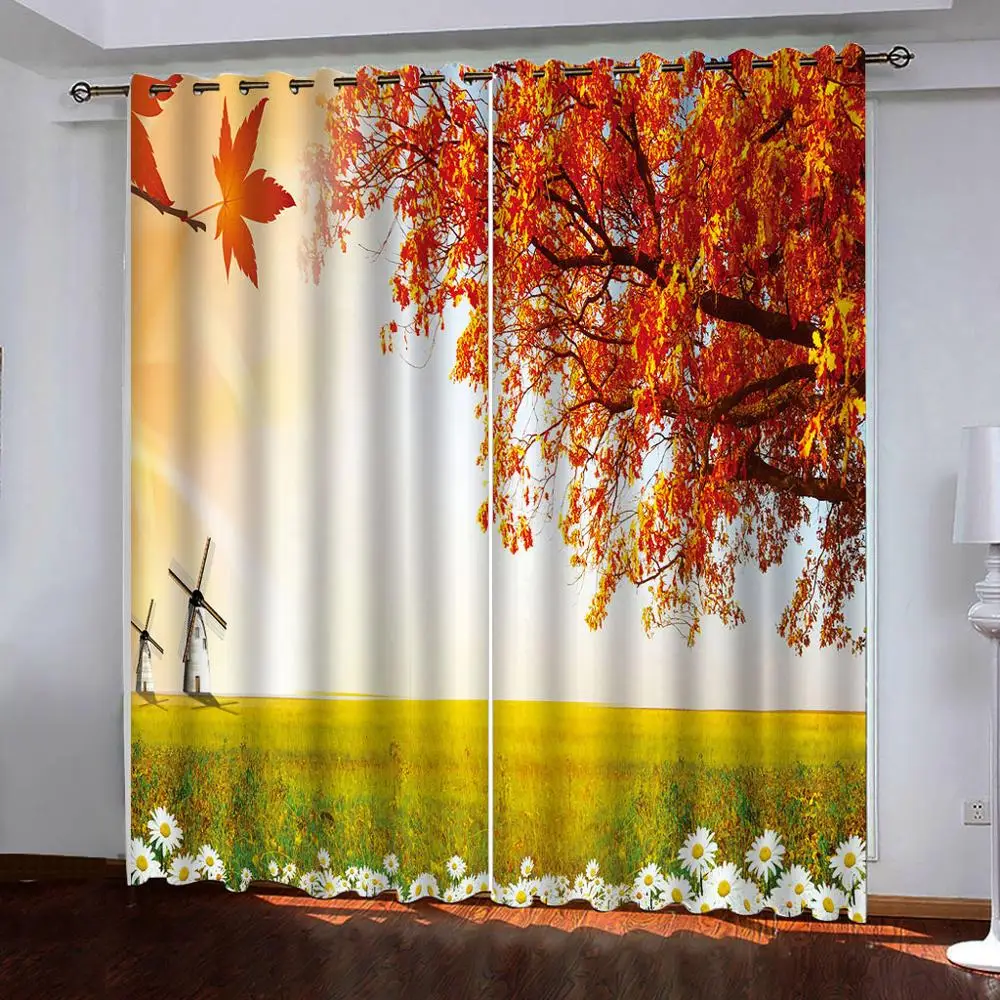 

3D custom Autumn maple leaves photo curtain for living room bedroom kitchen curtain blackout window curtain 3d