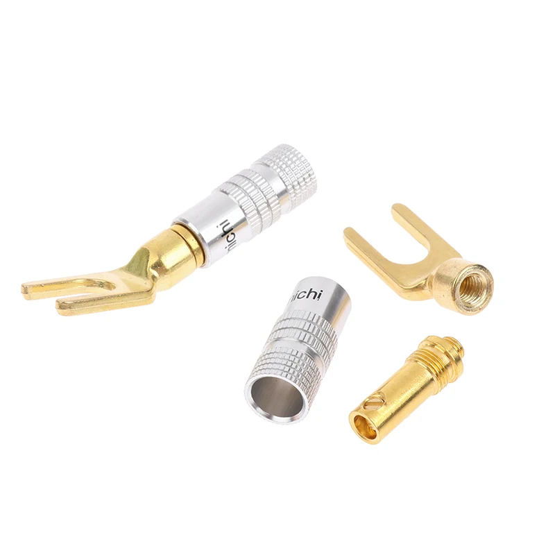 4 шт. Позолоченные Y U-образные банановые штекеры для аудио динамика вилка лопатка