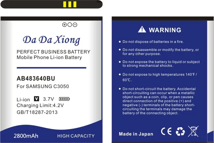 Аккумулятор AB483640BU 2800 мАч высокого качества для Samsung J600 J608 C3050C S7350C F619 C3050 E740 E748 F110 F118